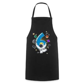 Astronaute 6 ans Space Rocket 6e anniversaire - Tablier de cuisine - noir - Devant - AI Model Male 185 dark (185cm)