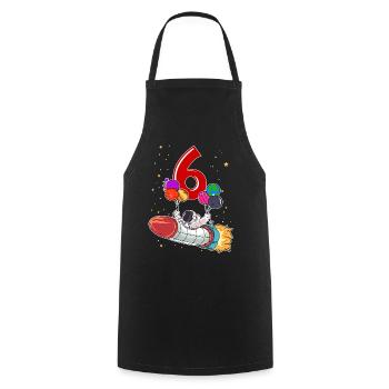 Astronaut 6 Years Space Rocket 6th Birthday - Cooking Apron - black - Front - AI Model Male 185 dark (185cm)