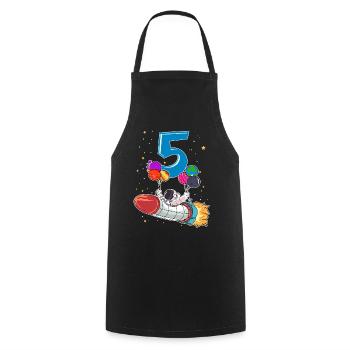 Astronaut 5 Years Space Rocket 5th Birthday - Cooking Apron - black - Front - AI Model Male 185 dark (185cm)