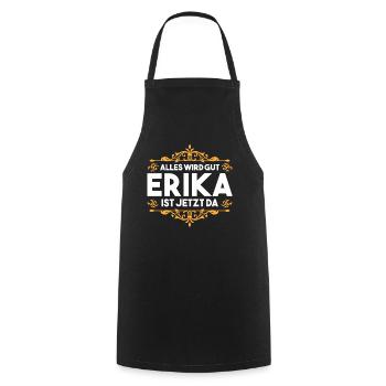 Vorname Erika - Kochschürze - Schwarz - Vorne - AI Model Male 185 dark (185cm)