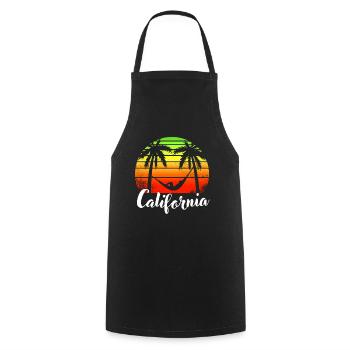 Vacances tropicales d’été Retro Palms Californie - Tablier de cuisine - noir - Devant - AI Model Male 185 dark (185cm)