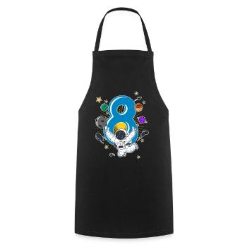 Astronaut 8 Years Space Rocket 8th Birthday - Cooking Apron - black - Front - AI Model Male 185 dark (185cm)