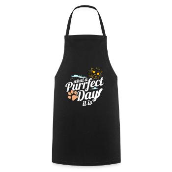 Sunny Cat And Cat Paw For Perfect Day On Purrsday - Cooking Apron - black - Front - AI Model Male 185 dark (185cm)
