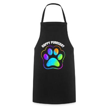 Colorful Cat Paw Print On Purrsday - Cooking Apron - black - Front - AI Model Male 185 dark (185cm)
