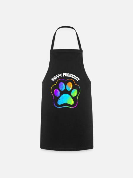 Colorful Cat Paw Print On Purrsday - Kochschürze - Schwarz