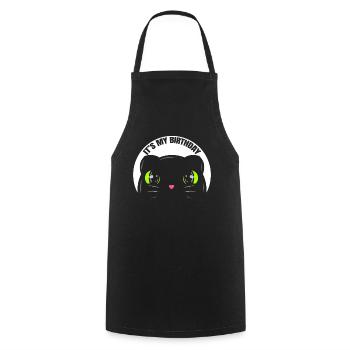 Logo Black Cat's Birthday On Purrsday - Kochschürze - Schwarz - Vorne - AI Model Male 185 dark (185cm)