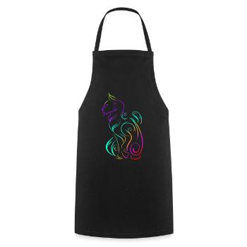 Colored Ornamental Cat In Asian Style On Purrsday - Cooking Apron - black - Front - AI Model Male 185 dark (185cm)