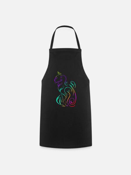 Colored Ornamental Cat In Asian Style On Purrsday - Kochschürze - Schwarz