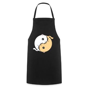 Yin And Yang Cats On Purrsday - Cooking Apron - black - Front - AI Model Male 185 dark (185cm)