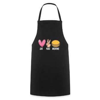 Macaron Love Peace Macaron Artfully Baking Sweets - Cooking Apron - black - Front - AI Model Male 185 dark (185cm)