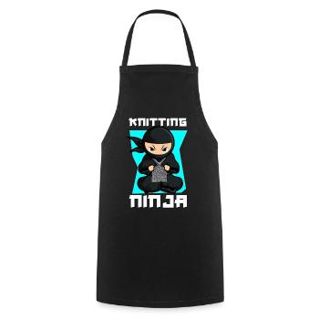 Knitting Knitter Ninja Knitting - Kochschürze - Schwarz - Vorne - AI Model Male 185 dark (185cm)