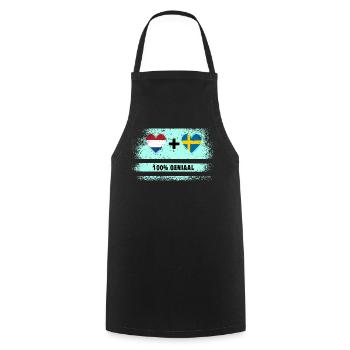 Drapeau 100% Genius de la Suède et des Pays-Bas - Tablier de cuisine - noir - Devant - AI Model Male 185 dark (185cm)