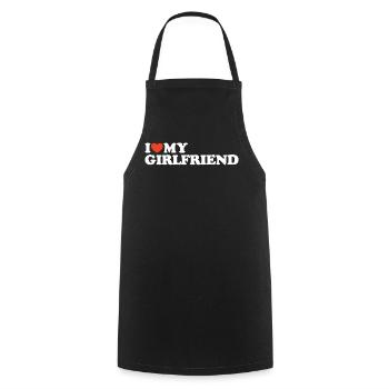 I love my girlfriend heart shirt - Cooking Apron - black - Front - AI Model Male 185 dark (185cm)