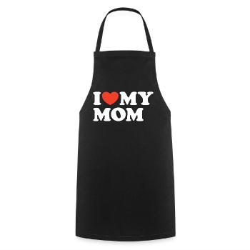 I love my Mom Heart Shirt - Cooking Apron - black - Front - AI Model Male 185 dark (185cm)