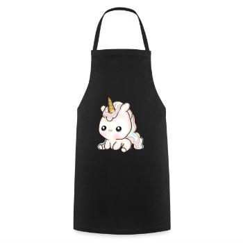 Mignon bébé licorne - Tablier de cuisine - noir - Devant - AI Model Male 185 dark (185cm)