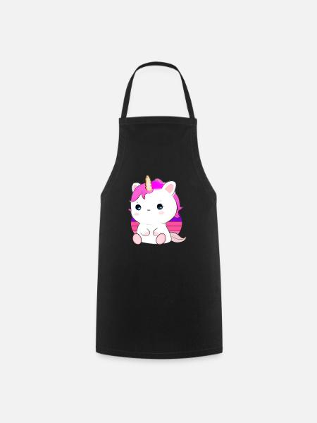 Niedliche Einhorn-Katze - Kochschürze - Schwarz