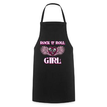 Rock 'n' Roll Girl Music, Dancing, Concert, - Cooking Apron - black - Front - AI Model Male 185 dark (185cm)