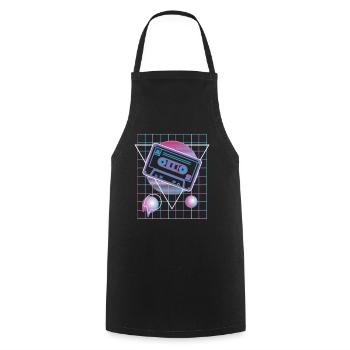 80er Vaporwave Kassete Retro Party Mixtape - Kochschürze - Schwarz - Vorne - AI Model Male 185 dark (185cm)