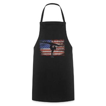 Acrobatics Retro USA Flag Gymnastics 4th of July - Cooking Apron - black - Front - AI Model Male 185 dark (185cm)