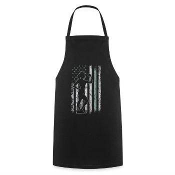 Aerobic Retro USA Flag Cardio 4 juillet - Tablier de cuisine - noir - Devant - AI Model Male 185 dark (185cm)
