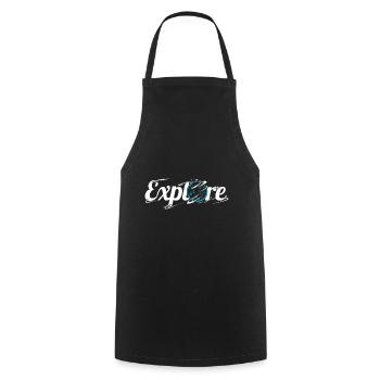 Logo Explorez le monde - Mother Earth On Camping - Tablier de cuisine - noir - Devant - AI Model Male 185 dark (185cm)