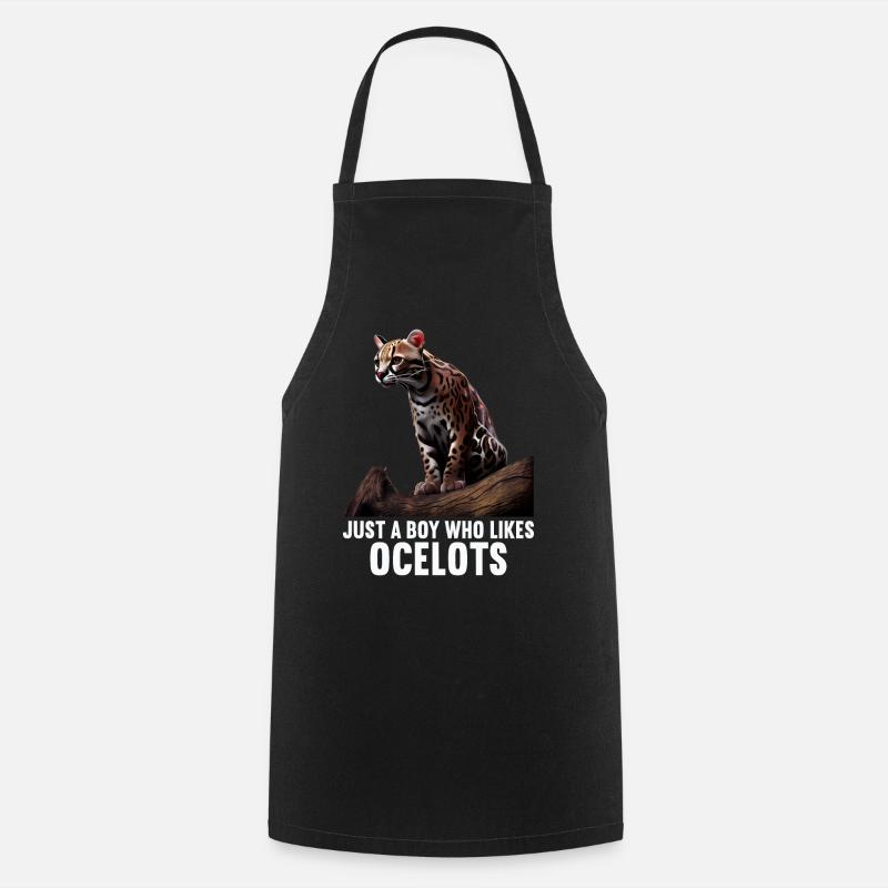 juste un garçon qui aime Ocelots Ocelot ocelot ocelot - Tablier de cuisine - noir