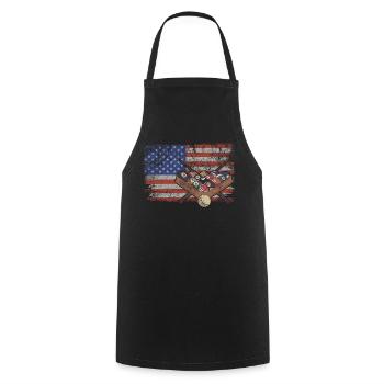 Billard Retro USA Flagge Billardkugel 4th of July - Kochschürze - Schwarz - Vorne - AI Model Male 185 dark (185cm)