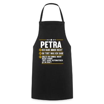 Name Petra - Kochschürze - Schwarz - Vorne - AI Model Male 185 dark (185cm)