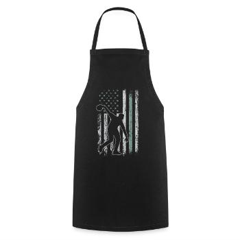 Bowling Retro USA Flag Bowling 4th of July - Cooking Apron - black - Front - AI Model Male 185 dark (185cm)