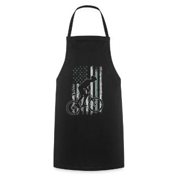 Cycling Retro USA Flag 4 juillet - Tablier de cuisine - noir - Devant - AI Model Male 185 dark (185cm)