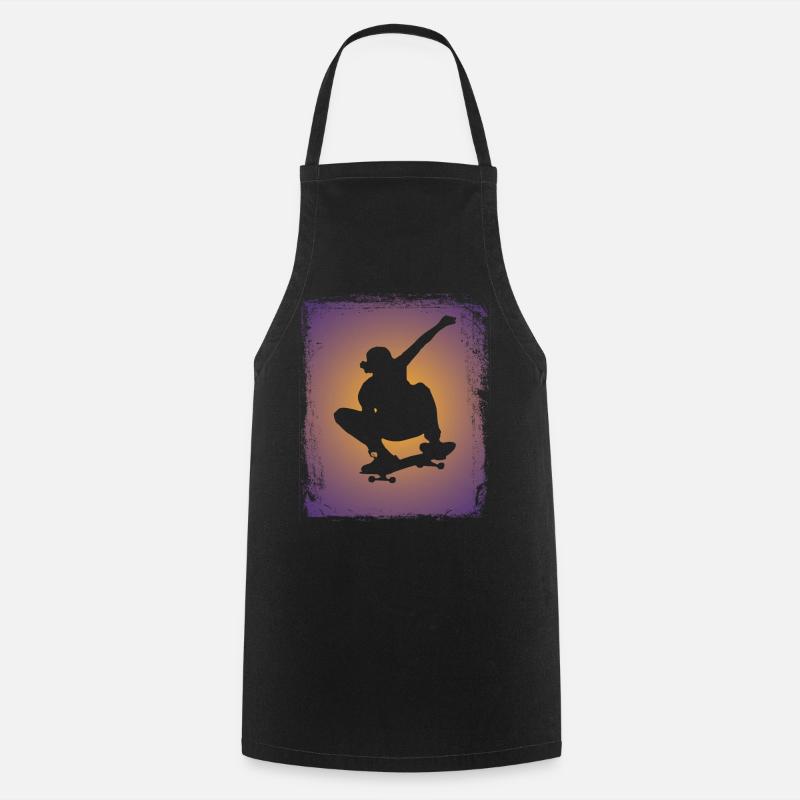 Skateboard Skateboarder Silhouette - Tablier de cuisine - noir