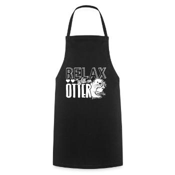 Otter Relax With An Otter - Cooking Apron - black - Front - AI Model Male 185 dark (185cm)