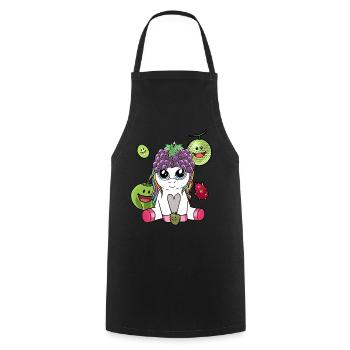 Licorne d’été fruits exotiques fruits vitamines - Tablier de cuisine - noir - Devant - AI Model Male 185 dark (185cm)