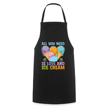 Ice Cream All You Need Is Love Frozen Sweet Ice - Cooking Apron - black - Front - AI Model Male 185 dark (185cm)