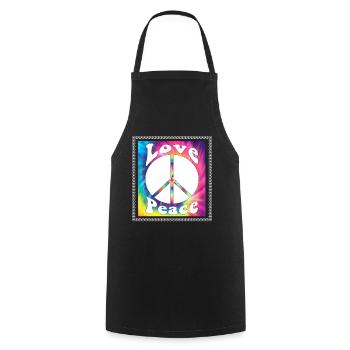 Hippie Tshirt Peace Movement Woodstock Boho Groove - Cooking Apron - black - Front - AI Model Male 185 dark (185cm)