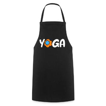 Yoga Flower Namaste om Fan Meditation Spring - Cooking Apron - black - Front - AI Model Male 185 dark (185cm)