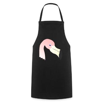 tieroutfits für damen, Flamingokopf - Kochschürze - Schwarz - Vorne - AI Model Male 185 dark (185cm)