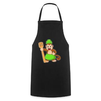Affe Koch Pfannenwender Kochen - Kochschürze - Schwarz - Vorne - AI Model Male 185 dark (185cm)