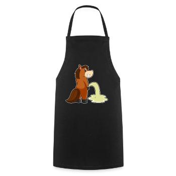 Pferd Toilette - Kochschürze - Schwarz - Vorne - AI Model Male 185 dark (185cm)