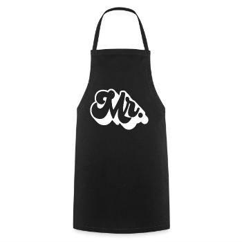 Mr. Matching Couple Engagement Wedding Honeymoon - Cooking Apron - black - Front - AI Model Male 185 dark (185cm)