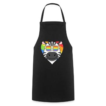 Regenbogen - Zebra mit Brille - Kochschürze - Schwarz - Vorne - AI Model Male 185 dark (185cm)