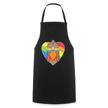 Rainbow - Chicken with glasses - Cooking Apron - black - Front - AI Model Male 185 dark (185cm)