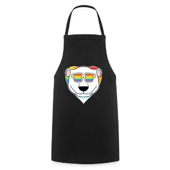 Arc-en-ciel - Ours polaire avec lunettes - Tablier de cuisine - noir - Devant - AI Model Male 185 dark (185cm)
