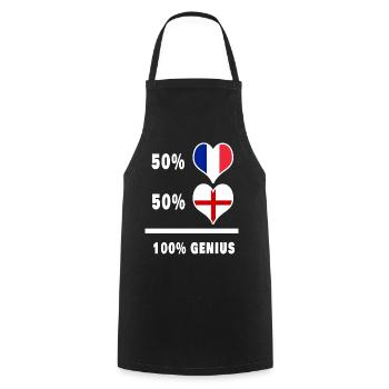 Angleterre et France Drapeaux 100% géniaux - Tablier de cuisine - noir - Devant - AI Model Male 185 dark (185cm)