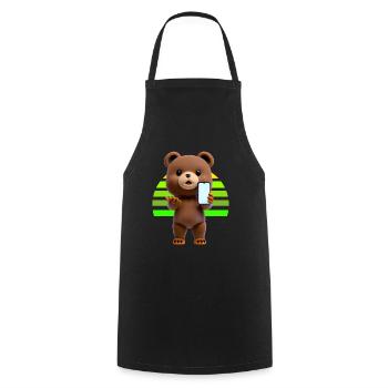 Bär mit Smartphone - Kochschürze - Schwarz - Vorne - AI Model Male 185 dark (185cm)