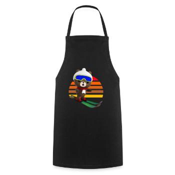 Skieur étourdi Bear - Tablier de cuisine - noir - Devant - AI Model Male 185 dark (185cm)