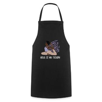 Le yoga est ma thérapie Hatha Asanas Kundalini - Tablier de cuisine - noir - Devant - AI Model Male 185 dark (185cm)
