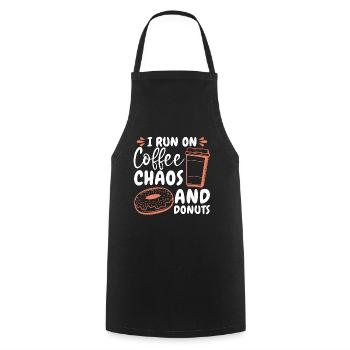 Coffee & Doughnuts I Run On Coffee Chaos Breakfast - Kochschürze - Schwarz - Vorne - AI Model Male 185 dark (185cm)