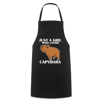 Capybara Fille Dicton - Tablier de cuisine - noir - Devant - AI Model Male 185 dark (185cm)