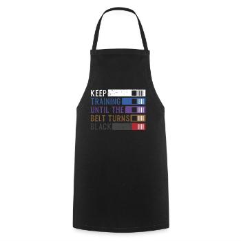 Continuez à vous entraîner jusqu’à ce que la ceinture devienne Black Jiu Jitsu - Tablier de cuisine - noir - Devant - AI Model Male 185 dark (185cm)